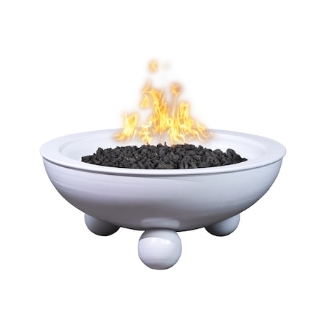 The Outdoor Plus 36 Round Sedona Fire Bowl, Powder Coated Metal, Black, Match Lit with Flame Sense, Liquid Propane OPT-36RPCRLFOFSML-BLK-LP